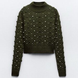 KNIT OPEN BACK GLASS PEARLY SWEATER